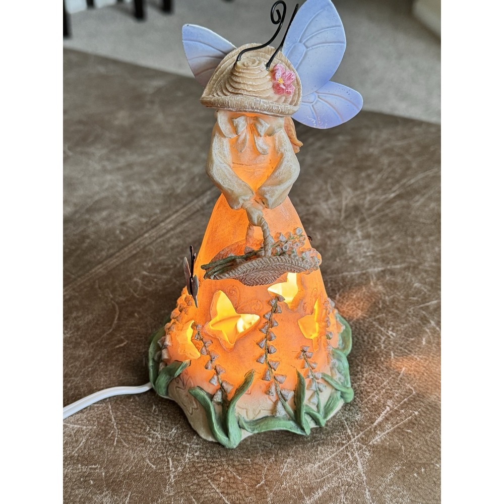 Vintage Ceramic Garden Fairy Butterfly Floral Table Desk Lamp Night Light - Picture 16 of 16
